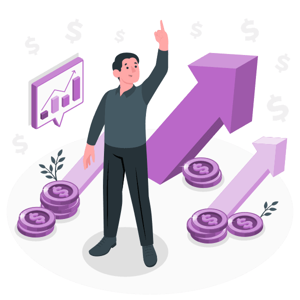 Ascending business growth and organizational milestones illustration