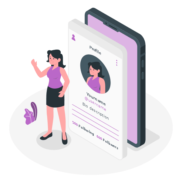 Employee self-service mobile app profile illustration
